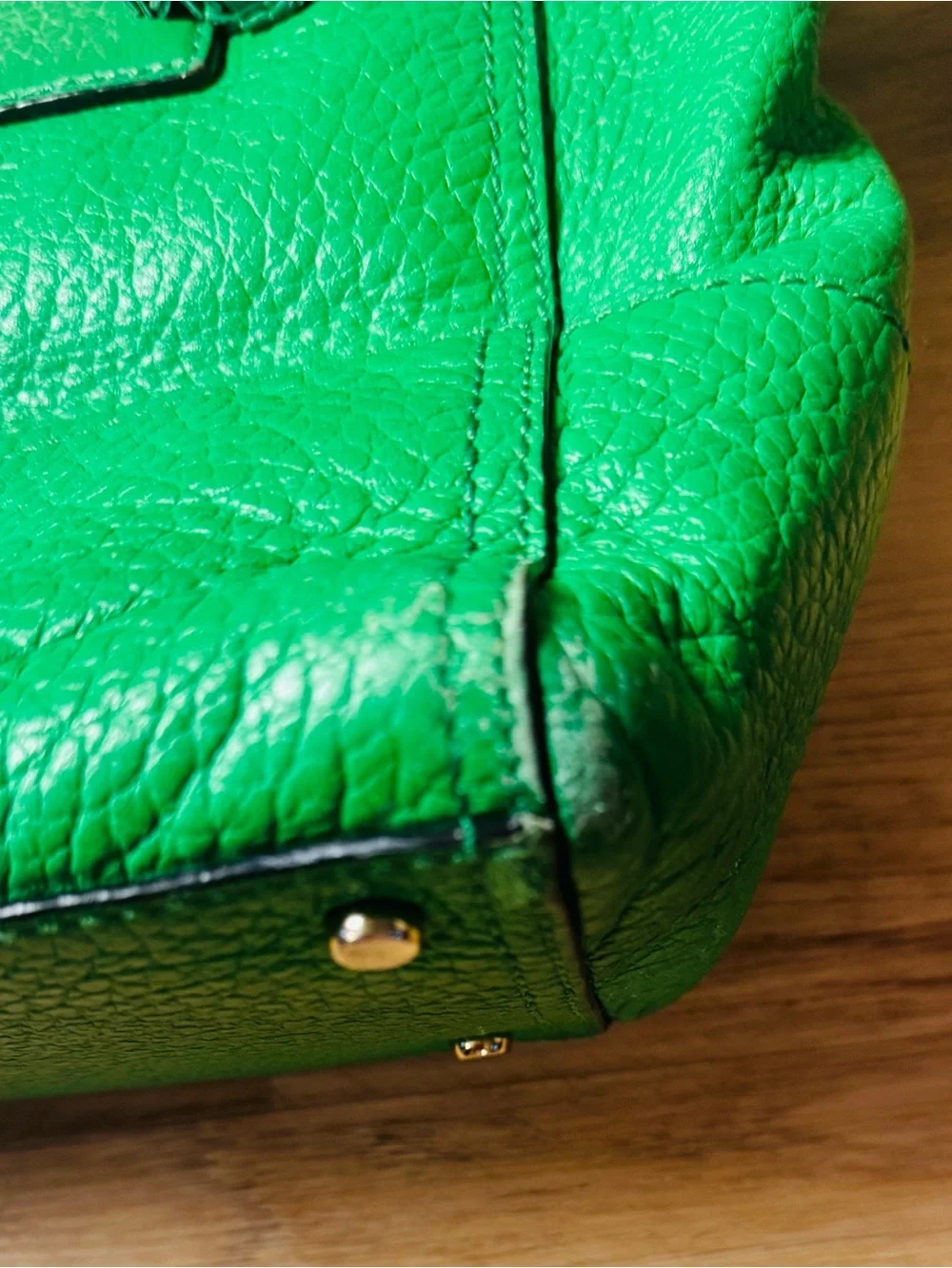 Kate Spade New York Green Pebbled Leather Tote Purse Tassel
